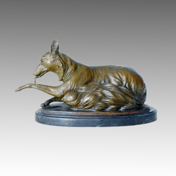 Tier Statue Fuchs sitzen Bronze Skulptur Tpal-097